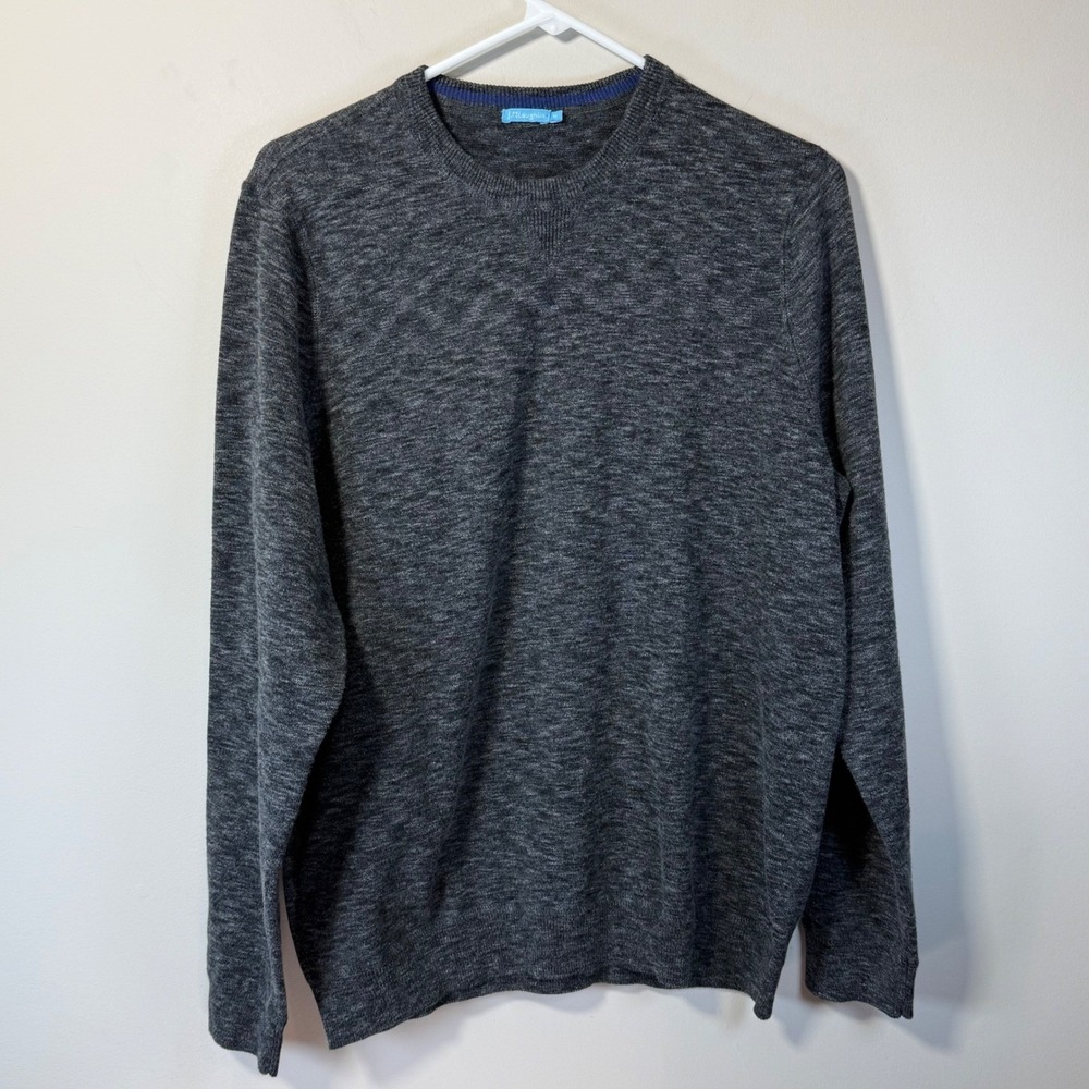 J. McLaughlin Sweater Men M Gray 100% Cotton Crewneck Pullover Versatile Classic